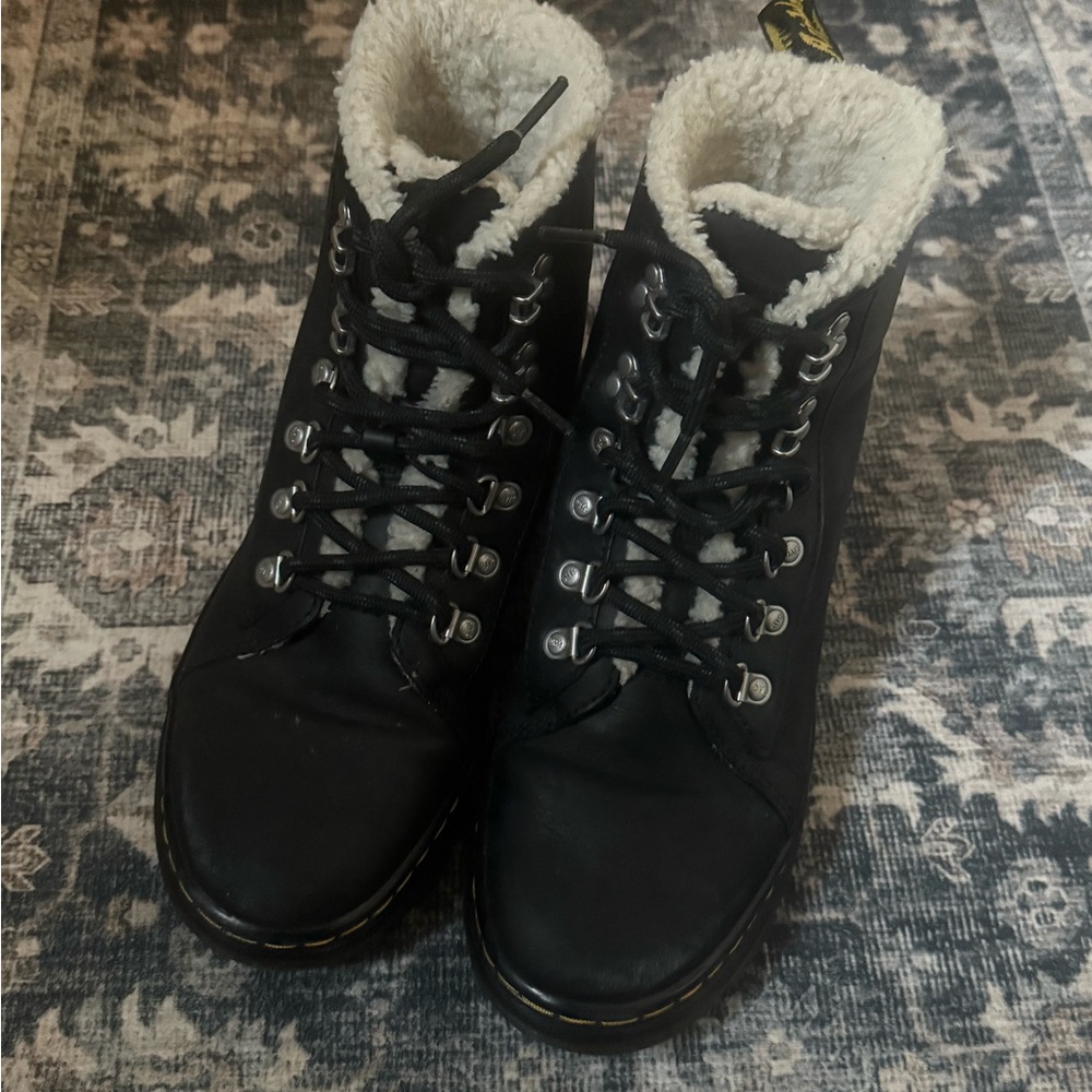 Dr.‎ Martens Black Shearling Combat Boots